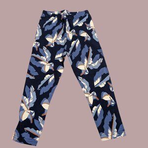 Pepco Full length Soft Cotton leggings Skinny Fit Navy Blue Feathers NWOT
